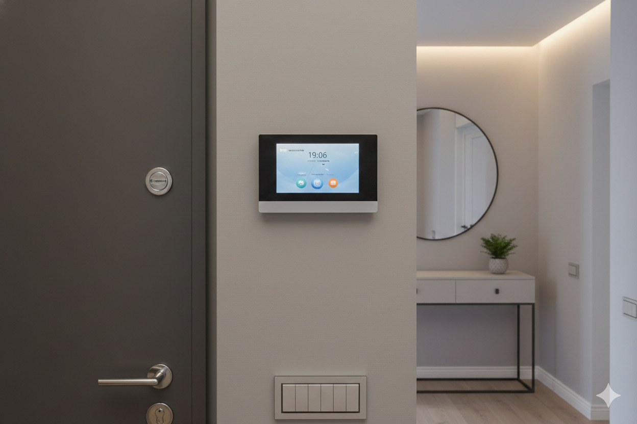 Indoor touchscreen beside the apartment door