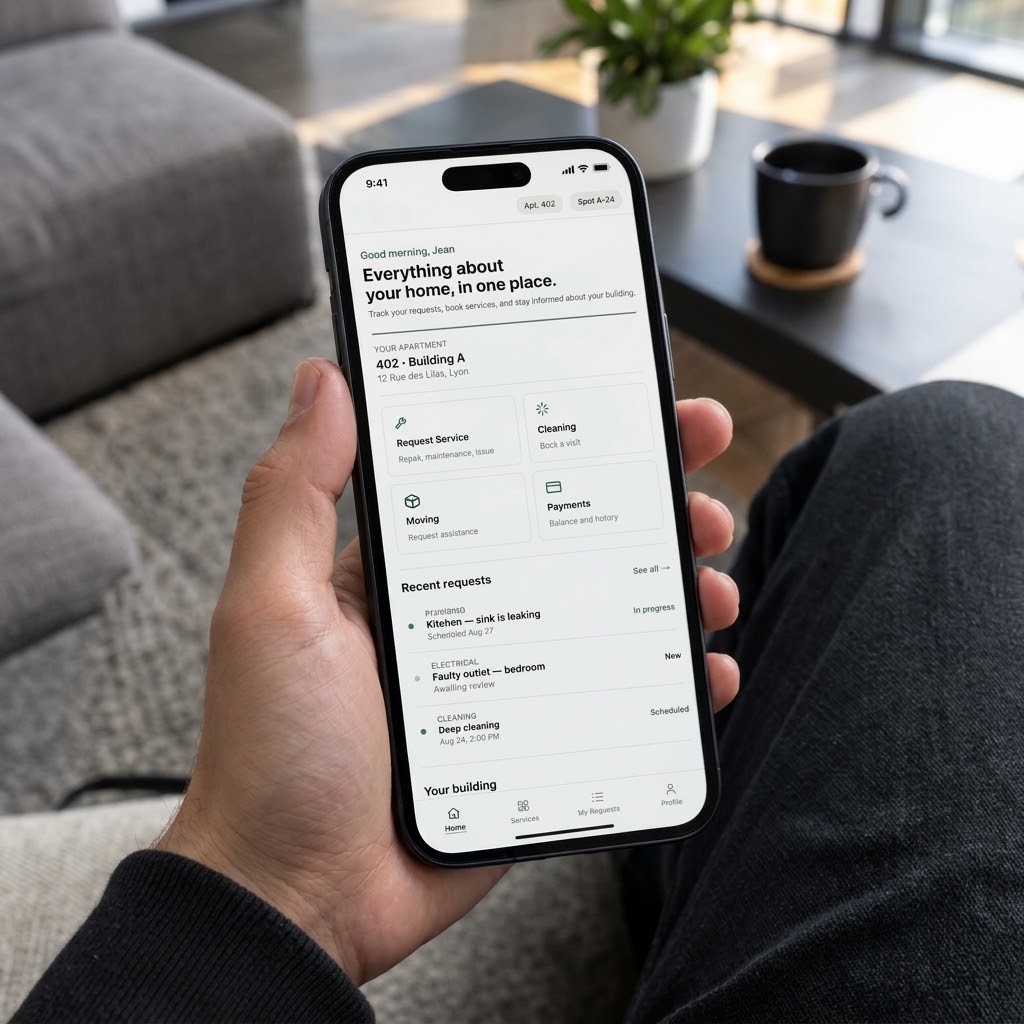 Unitly residents application displayed on a smartphone