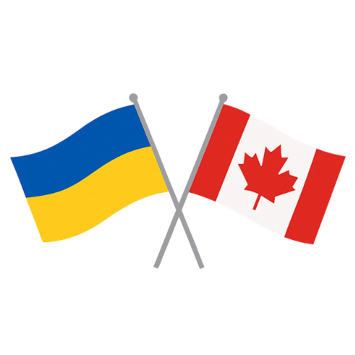 Ukrainian Centre of Canada logo with Ukrainian and Canadian flags